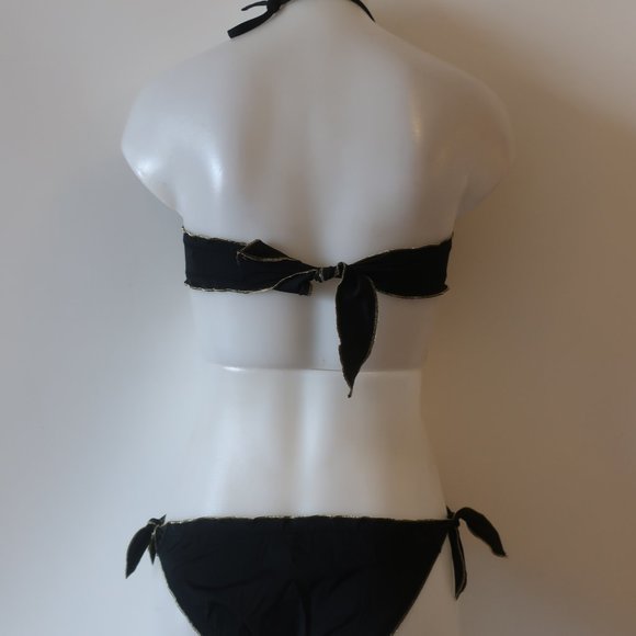 WOMENS LE BAIN BY ETAM BLACK GOLD BANDEAU SWIMSUIT BIKINI XS UK/8 US/4 * - Picture 6 of 11